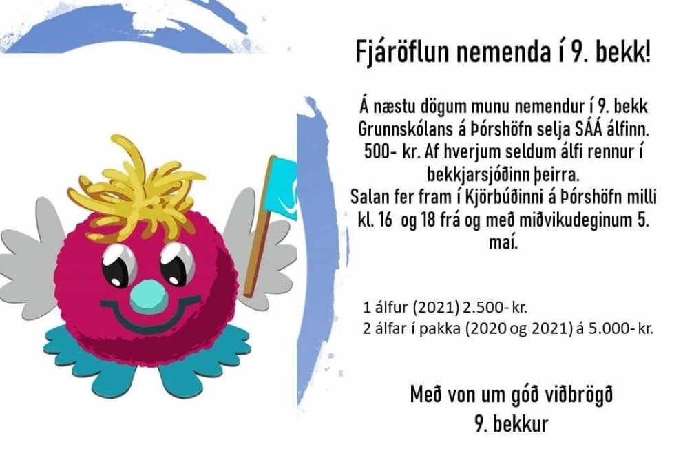 Fjáröflun nemenda í 9. bekk með sölu á Álfinum