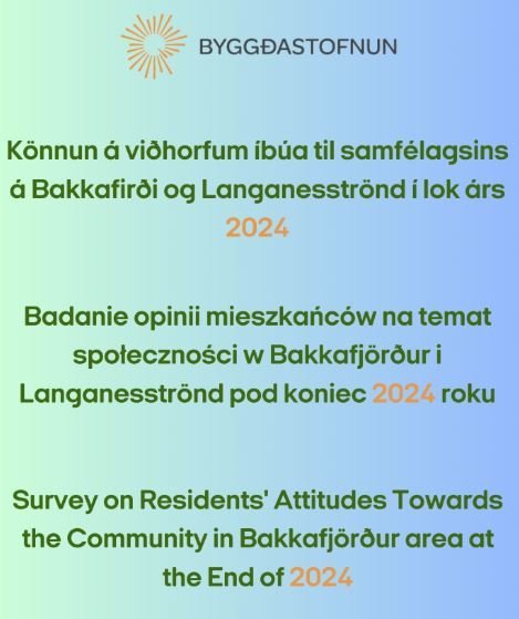 Könnun á viðhorfum íbúa til samfélagsins á Bakkafirði og Langanesströnd í lok árs 2024