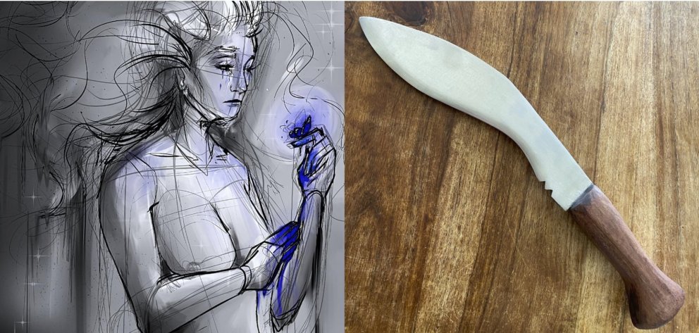 Bergildur Ösp Júlíusdóttir og Heiðar Atli Einarsson sýna afurðir sínar af vinnu við Skapandi sumarst…