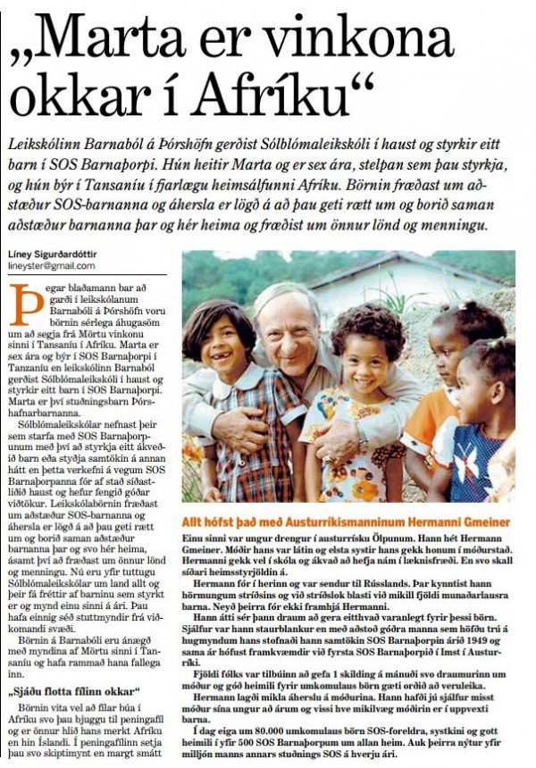 Barnaból styrkir barn í SOS barnaþorpi.